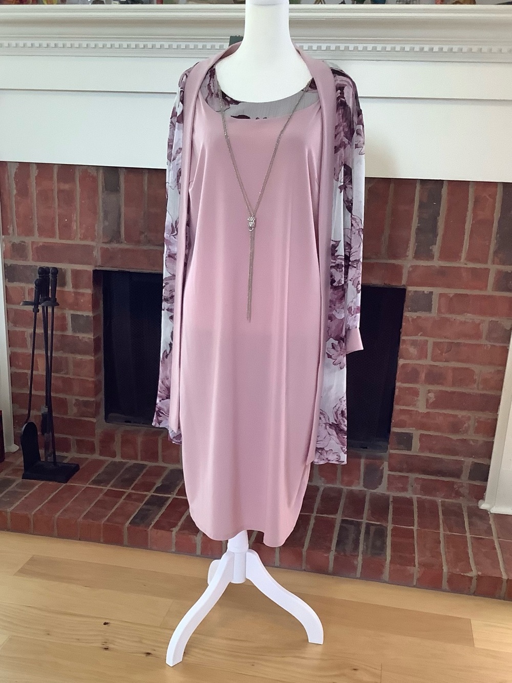 R&M Richards 2-piece Floral Chiffon Jacket Dress Size 14 NWT